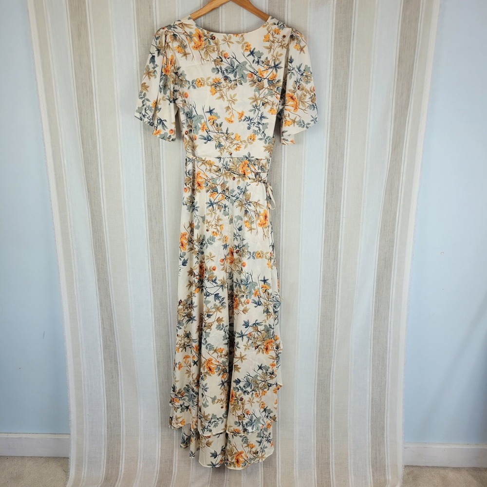 NEW Baltic Born Amara Wrap Dress Maxi Length Ivory Multi Floral Size Medium - Picture 11 of 11